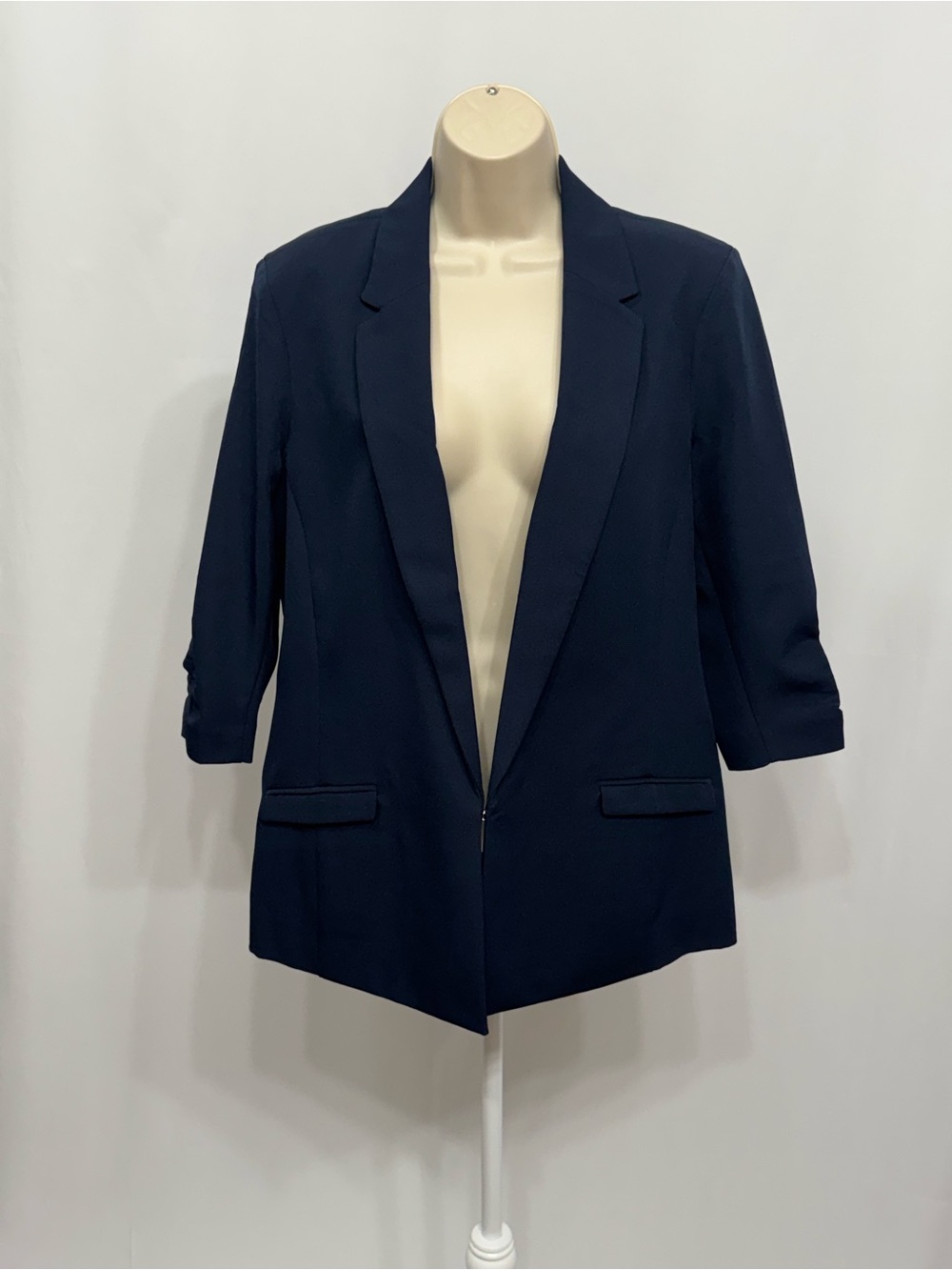 INC International Concepts Women’s Navy Blue 3/4 Sleeve Collared Blazer PXL